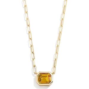 BaubleBar Blythe Birthstone Pendant Necklace for Women on a Delicate Paperclip Chain, Fashion Jewelry, Meaningful Gifts for Women, Perfect for the Holidays(Orange)