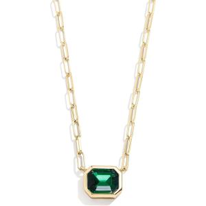 BaubleBar Blythe Birthstone Pendant Necklace for Women on a Delicate Paperclip Chain, Fashion Jewelry, Meaningful Gifts for Women, Perfect for the Holidays(Dark Green)