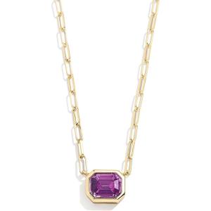 BaubleBar Blythe Birthstone Pendant Necklace for Women on a Delicate Paperclip Chain, Fashion Jewelry, Meaningful Gifts for Women, Perfect for the Holidays(Dark Purple)