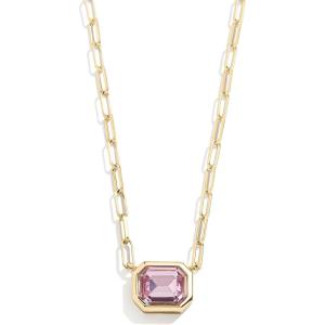 BaubleBar Blythe Birthstone Pendant Necklace for Women on a Delicate Paperclip Chain, Fashion Jewelry, Meaningful Gifts for Women, Perfect for the Holidays(Light Purple)
