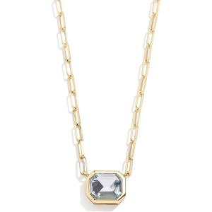 BaubleBar Blythe Birthstone Pendant Necklace for Women on a Delicate Paperclip Chain, Fashion Jewelry, Meaningful Gifts for Women, Perfect for the Holidays(Light Blue)