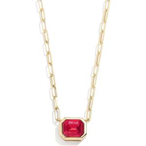 BaubleBar Blythe Birthstone Pendant Necklace for Women on a Delicate Paperclip Chain, Fashion Jewelry, Meaningful Gifts for Women, Perfect for the Holidays(Dark Red)