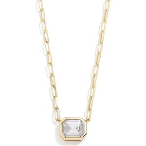 BaubleBar Blythe Birthstone Pendant Necklace for Women on a Delicate Paperclip Chain, Fashion Jewelry, Meaningful Gifts for Women, Perfect for the Holidays(Clear)