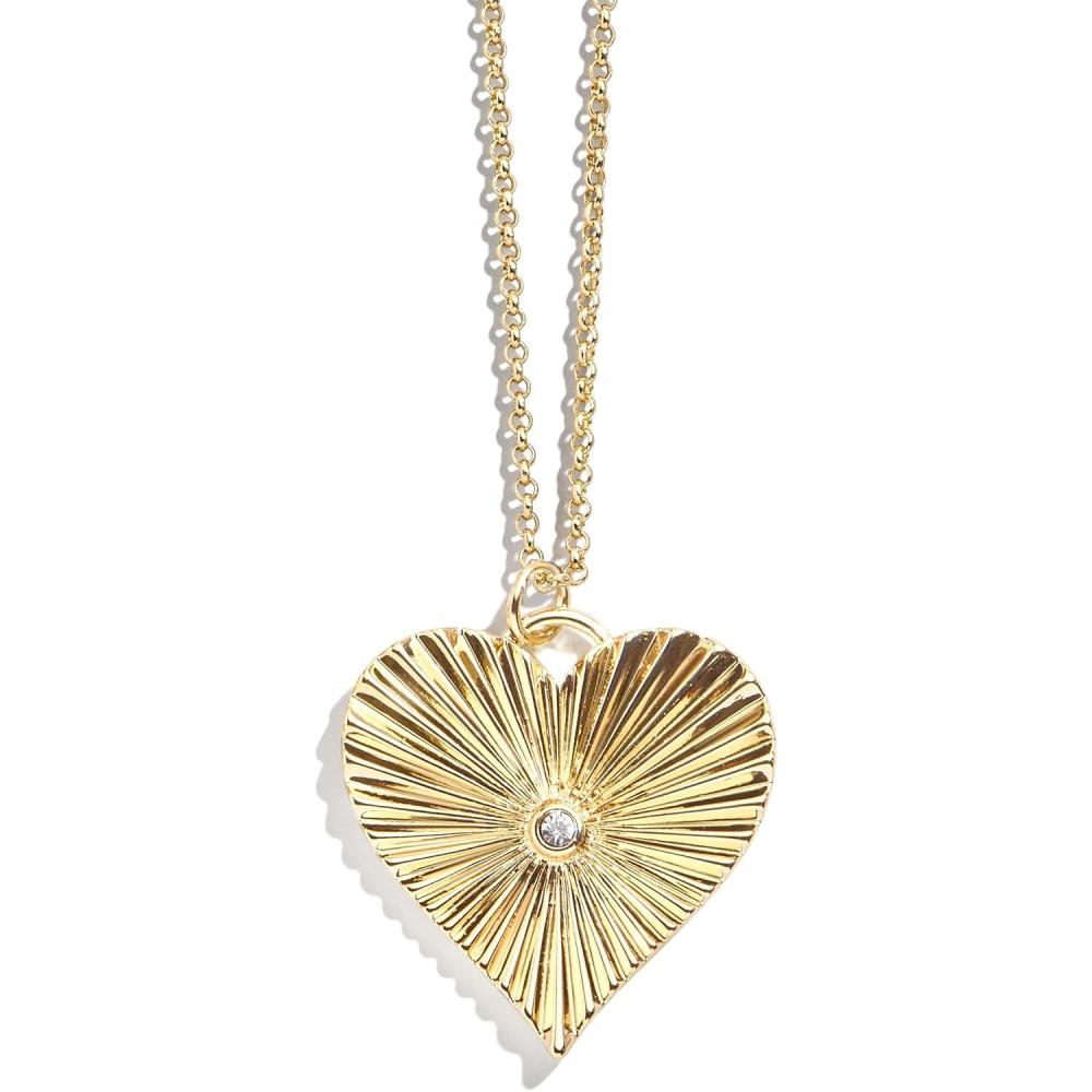 imageBaubleBar High Frequency Heart Pendant Necklace  Hypoallergenic 21 GoldPlated Brass with Beautiful Glass Stones
