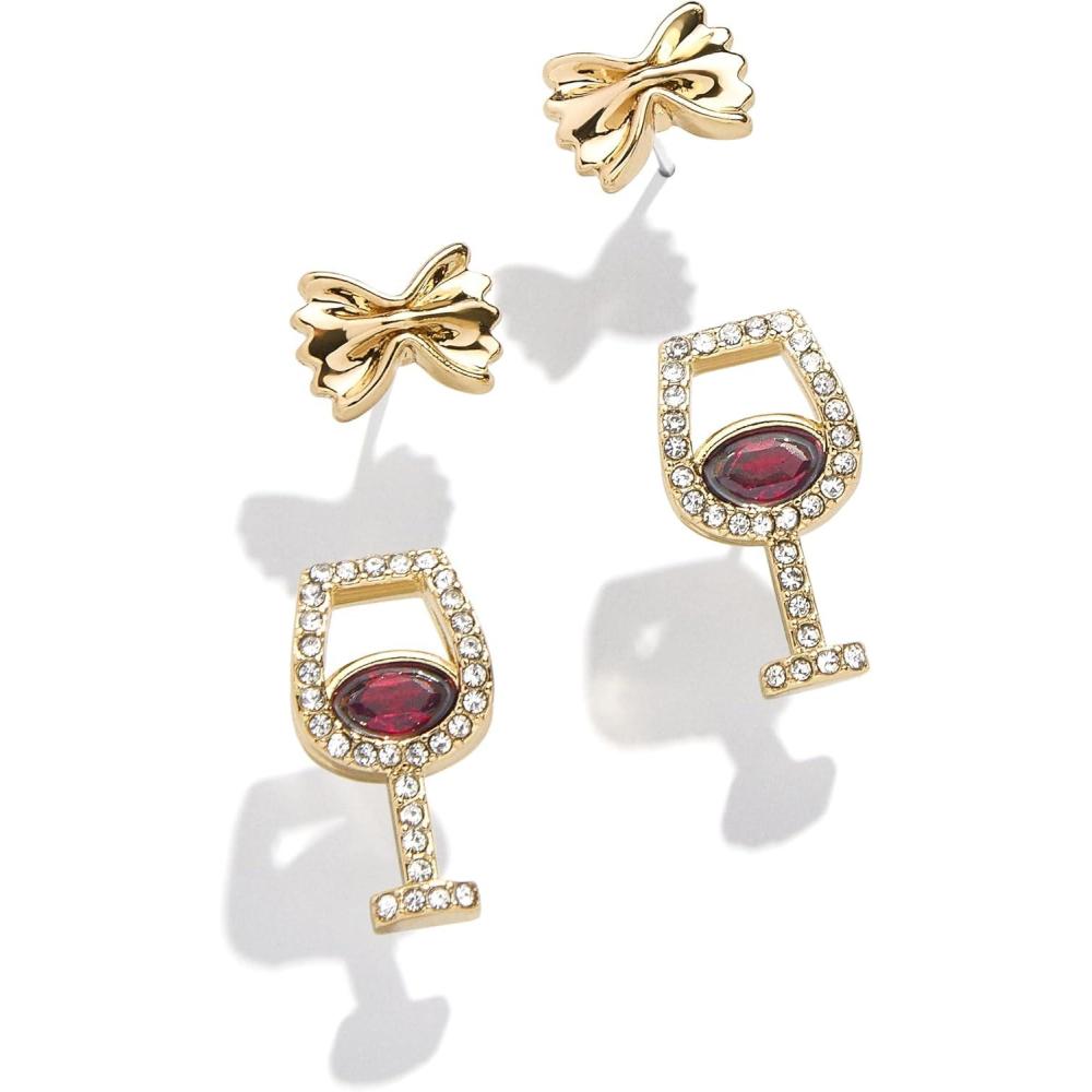imageBaubleBar Food amp DrinkThemed Statement Earrings Novelty Earrings for Women Costume JewelryWine and Pasta  Set of 2