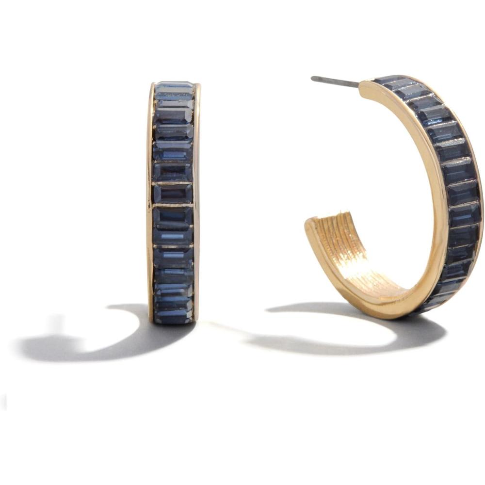 imageBaubleBar Hoop and Drop Earrings for Women Fashion Jewelry Beautiful and Giftable EarringsDark Blue Hoop
