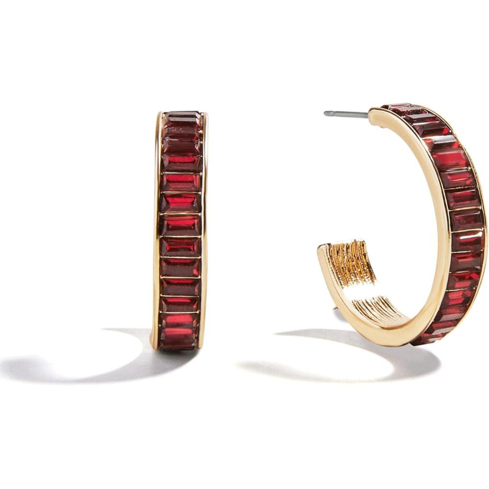 imageBaubleBar Hoop and Drop Earrings for Women Fashion Jewelry Beautiful and Giftable EarringsDark Red Hoop