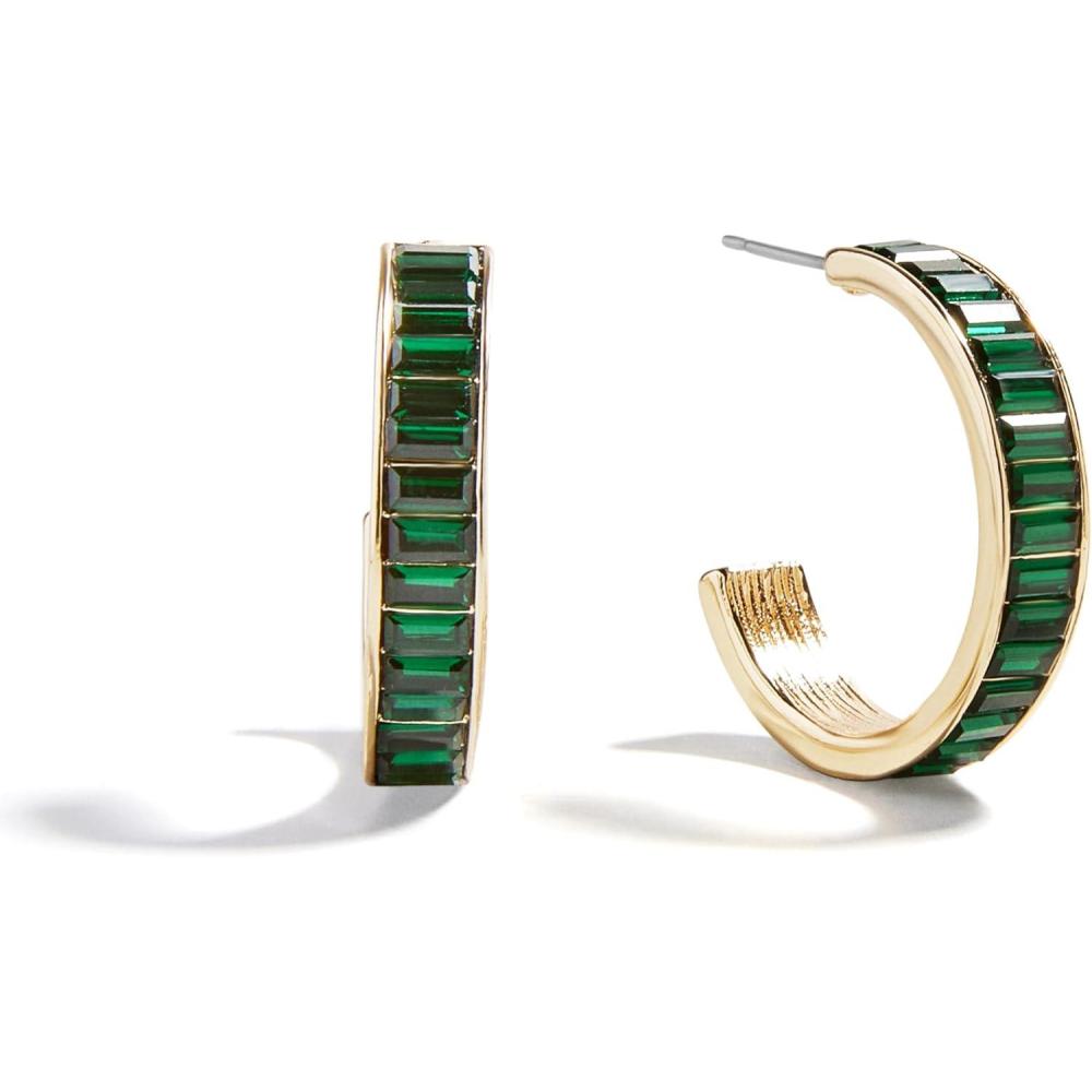 imageBaubleBar Hoop and Drop Earrings for Women Fashion Jewelry Beautiful and Giftable EarringsGreen Hoop