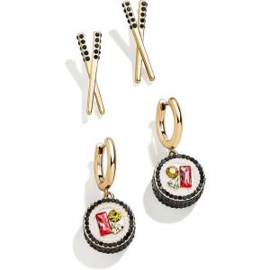 BaubleBar Food & Drink-Themed Statement Earrings, Novelty Earrings for Women, Costume Jewelry(Just Roll With It – Set of 2)