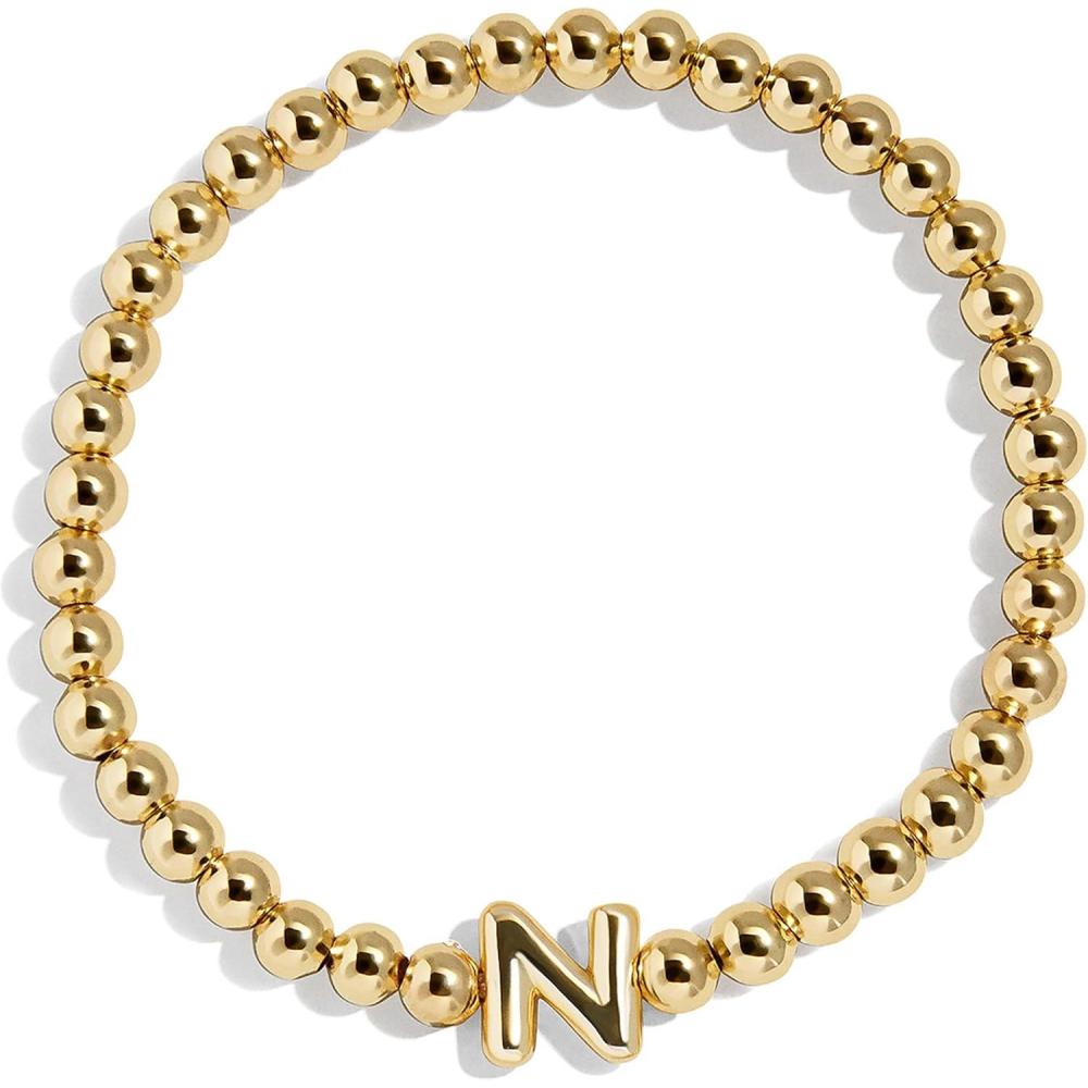 imageBaubleBar Initial Pisa Custom Bracelet Trendy GoldPlated Beads Fashion Jewelry Popular Initial Letter Bracelet Stretchy Fit for Kids and AdultsLetter N