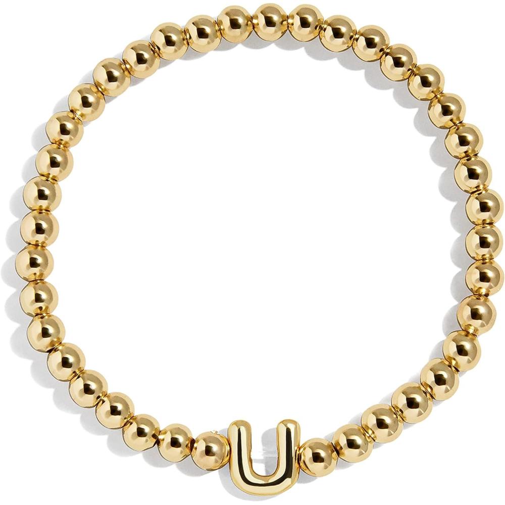 imageBaubleBar Initial Pisa Custom Bracelet Trendy GoldPlated Beads Fashion Jewelry Popular Initial Letter Bracelet Stretchy Fit for Kids and AdultsLetter U