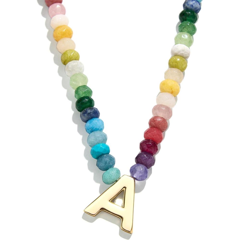 imageBaubleBar SemiPrecious Block Initial Necklace for Women  Colorful Personalized Necklaces Custom Pendant Necklace wNatural Gemstones Beaded Necklace Fashion JewelryA