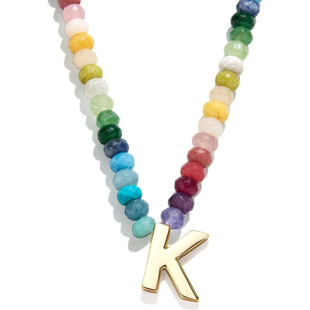 imageBaubleBar SemiPrecious Block Initial Necklace for Women  Colorful Personalized Necklaces Custom Pendant Necklace wNatural Gemstones Beaded Necklace Fashion JewelryK