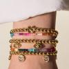 BaubleBar Initial Pisa Custom Bracelet, Trendy Gold-Plated Beads, Fashion Jewelry, Popular Initial Letter Bracelet, Stretchy Fit for Kids and Adults(Letter Q)