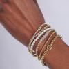 BaubleBar Initial Pisa Custom Bracelet, Trendy Gold-Plated Beads, Fashion Jewelry, Popular Initial Letter Bracelet, Stretchy Fit for Kids and Adults(Letter Z)