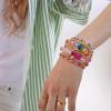 BaubleBar Initial Pisa Custom Bracelet, Trendy Gold-Plated Beads, Fashion Jewelry, Popular Initial Letter Bracelet, Stretchy Fit for Kids and Adults(Letter Q)