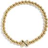 BaubleBar Initial Pisa Custom Bracelet, Trendy Gold-Plated Beads, Fashion Jewelry, Popular Initial Letter Bracelet, Stretchy Fit for Kids and Adults(Letter N)