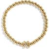 BaubleBar Initial Pisa Custom Bracelet, Trendy Gold-Plated Beads, Fashion Jewelry, Popular Initial Letter Bracelet, Stretchy Fit for Kids and Adults(Letter X)