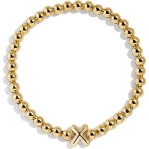 BaubleBar Initial Pisa Custom Bracelet, Trendy Gold-Plated Beads, Fashion Jewelry, Popular Initial Letter Bracelet, Stretchy Fit for Kids and Adults(Letter X)