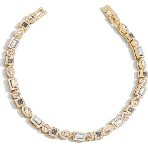 BaubleBar Kayden Gold-Plated Brass Tennis Bracelet for Women – Trendy, Chic, & Hypoallergenic Gold-Plated Tennis Bracelet, Beautiful Cubic Zirconia Stones in Mixed Shapes(Neutral Tones)