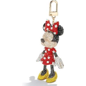 BaubleBar Licensed 3D Bag Charms for All Ages – Cute Character Keychains to Display on Backpacks and Purses(Pavé – Minnie Mouse)