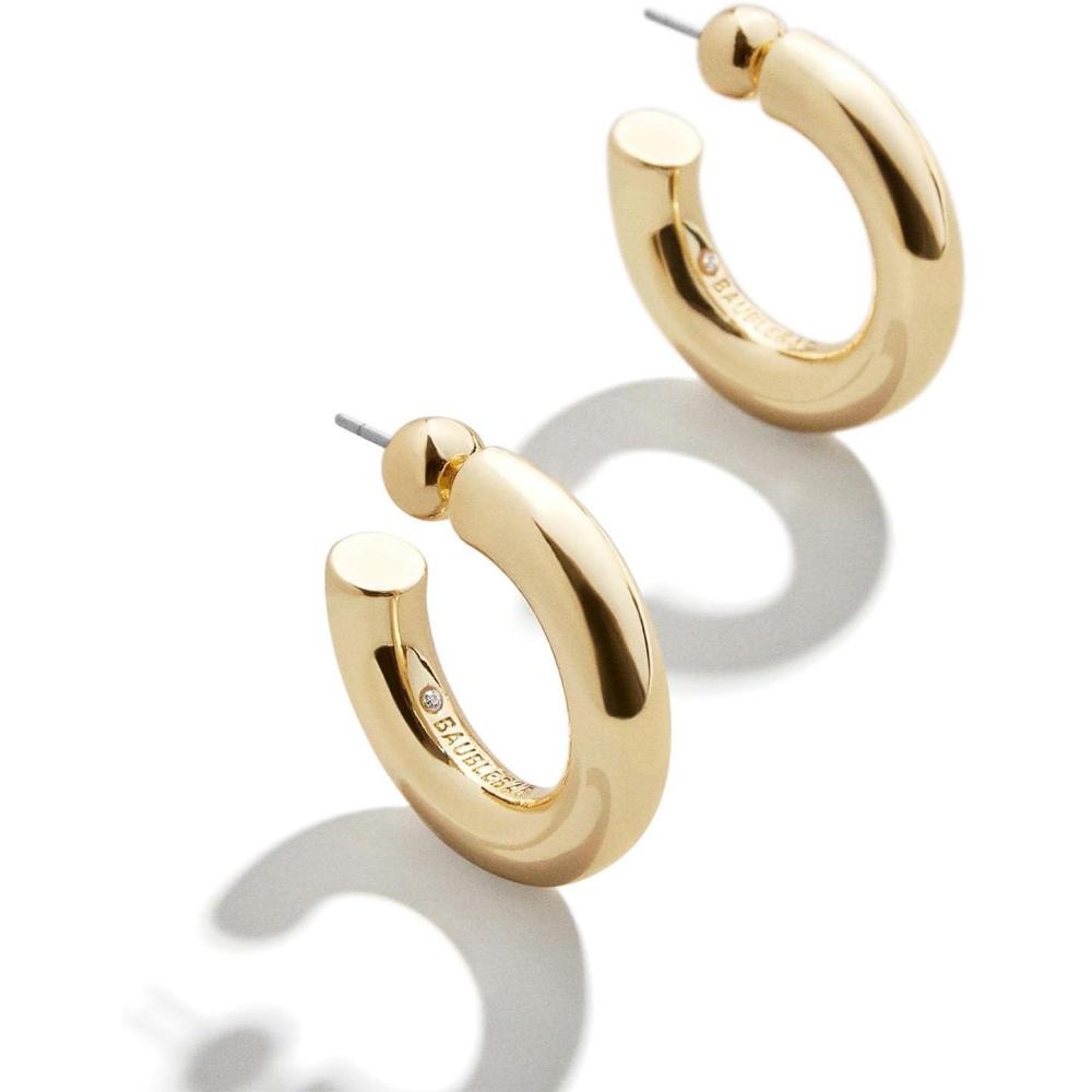 imageBaubleBar Dalilah GoldPlated Hoop Earrings for Women  Lightweight Hypoallergenic GoldPlated Hoops with Post Back ClosureChunky  23 mm