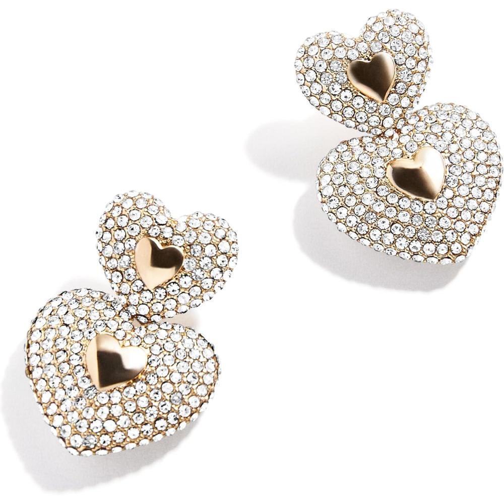 imageBaubleBar Heart Earrings Collection for Women Gold Plated Hypoallergenic Fashion JewelryHaven Heart Drop  ClearGold