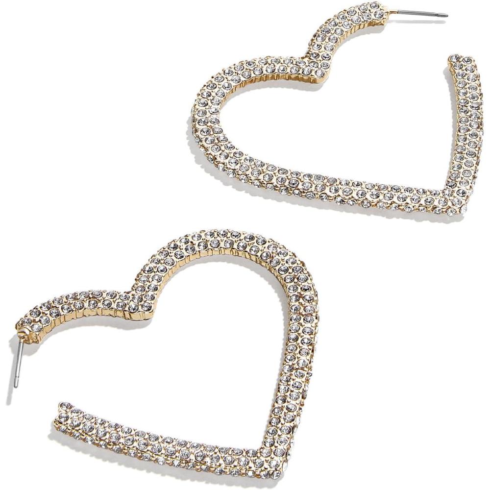 imageBaubleBar Heart Earrings Collection for Women Gold Plated Hypoallergenic Fashion JewelryReva Hoop  Pave